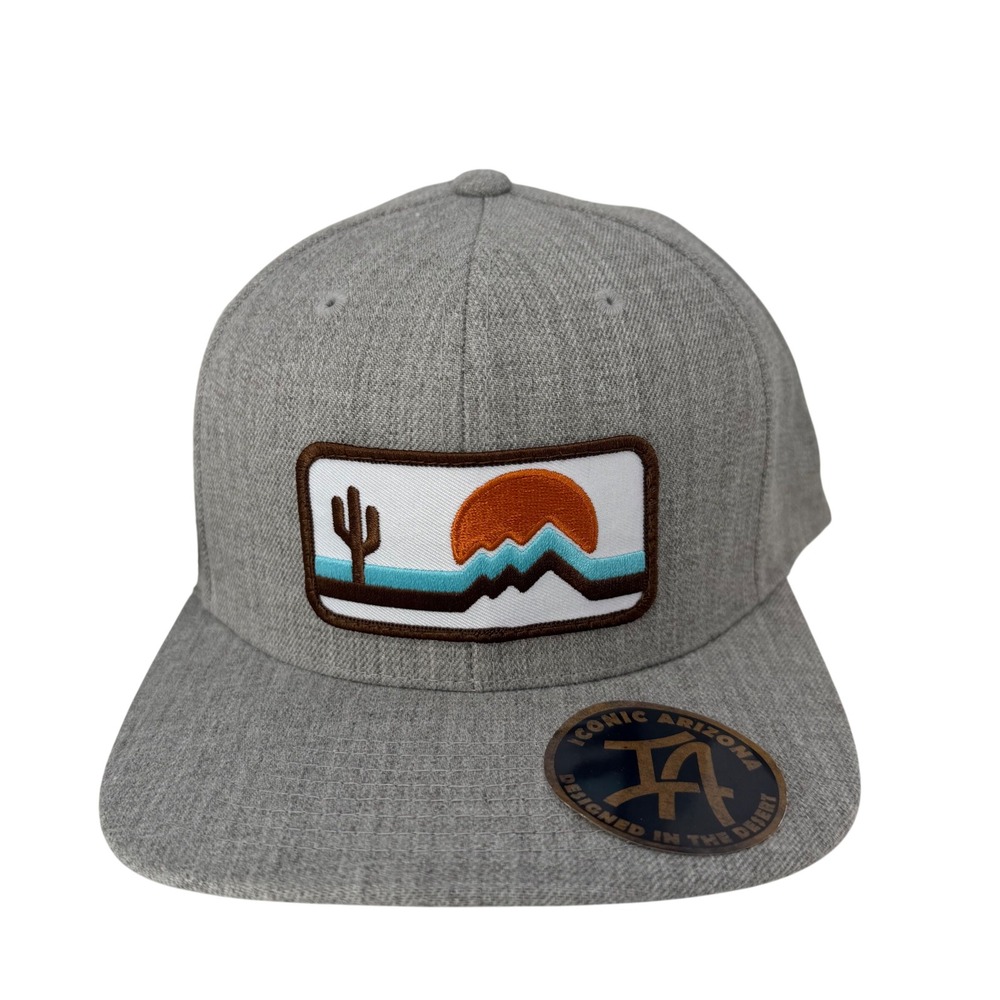 Iconic Arizona Yupoong Snapback Hat Gray Desert Sunset Saguaro Cactus Patch Cap